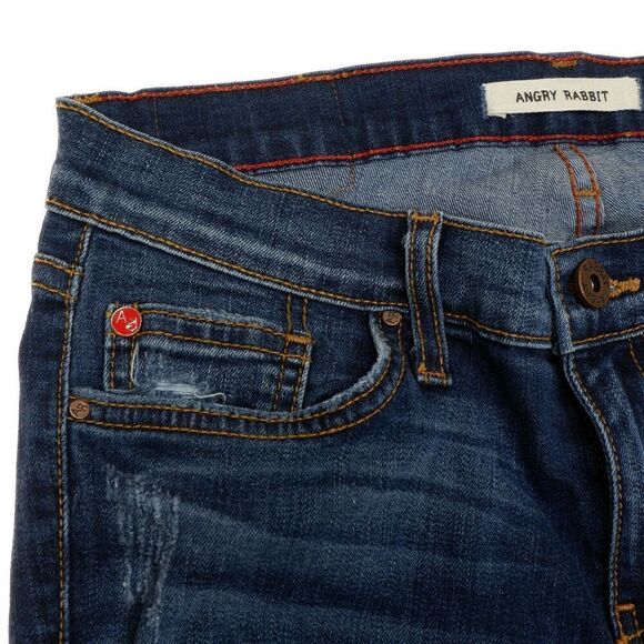 Angry Rabbit Skinny Jeans Size 28/7 Juniors Distressed Blue Measures 28 x 27.5 - Picture 9 of 11